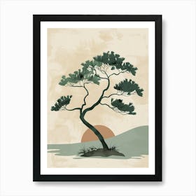 Juniper Tree Minimal Japandi Illustration 4 Art Print