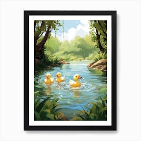 Ducklings In The Woodlands 3 Art Print