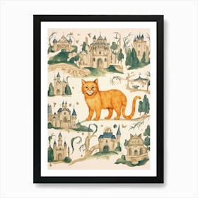 Ginger Cat & Medieval Castles 2 Art Print