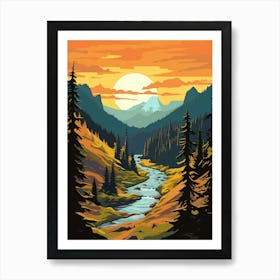 Olympic National Park Retro Pop Art 1 Art Print