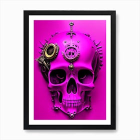 Skull With Steampunk Details Pink Matisse Style Art Print