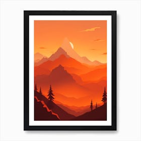 Misty Mountains Vertical Background In Orange Tone 25 Art Print