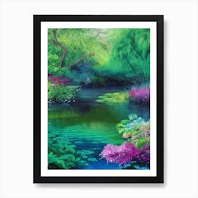 Water Gardens Waterscape Crayon 1 Art Print