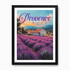 Vintage Provence Lavender Fields Travel Poster Art Print