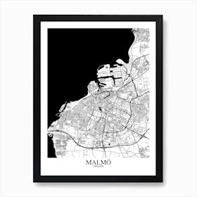 Malmo White Black Art Print