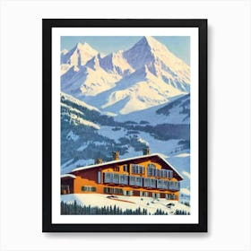 Cervinia, Italy Ski Resort Vintage Landscape 3 Skiing Poster Art Print