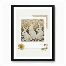 Scrapbook White Rabbits Fairycore Painting 3 Art Print