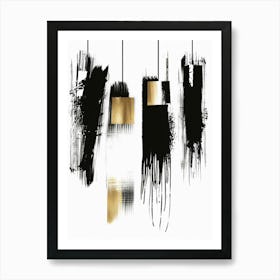 Abstract Black And Gold Print Art Print