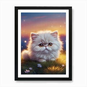 Cute Kitten In The Grass Art Print