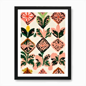 Tiles & Botanicals Art Print