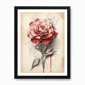 Peony Tattoo Design Art Print