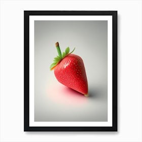 A Single Strawberry, Fruit, Crayon Art Print