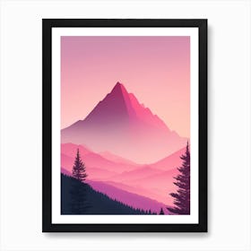 Misty Mountains Vertical Background In Pink Tone 44 Art Print