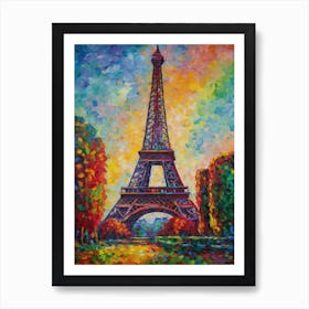 Eiffel Tower Paris France Paul Signac Style 12 Art Print
