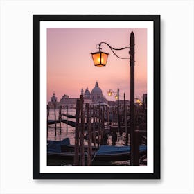 Pink Dusk At Venice Italy Art Print