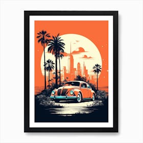 Volkswagen Beetle Tropical Illustration 2 Art Print