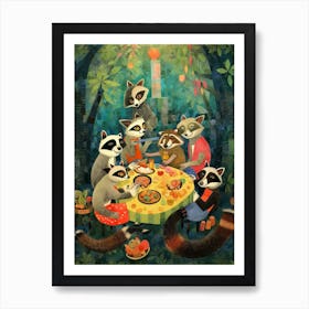 Raccoon Family Picnic Matisse 3 Art Print