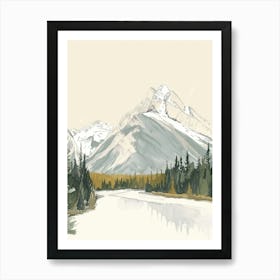 Mount Robson Canada Color Line Drawing (7) Art Print