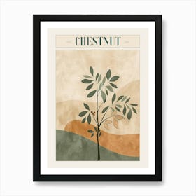 Chestnut Tree Minimal Japandi Illustration 4 Poster Art Print