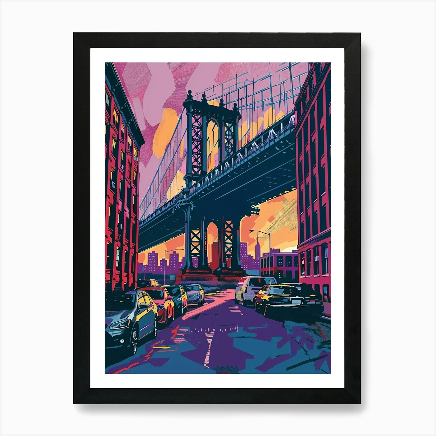 Dumbo Down Under The Manhattan Brid Framed Wall Art Poster Canvas Print Picture - Picture 2 of 4