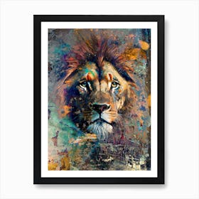 Lion Art Illustration In A Photomontage Style 03 1 Art Print