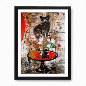 Amaryllis With A Cat 3 Abstract Expressionism  Art Print