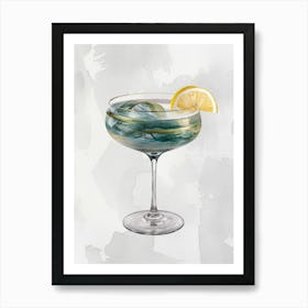 Cocktail in a Glass Watercolor Painting Art Print