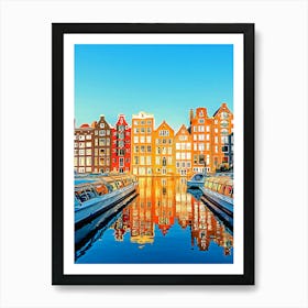 Damrak Canal In Amsterdam, Holland, Netherlands Art Print