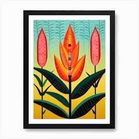 Flower Motif Painting Heliconia 3 Art Print