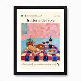 Trattoria Del Sole Trattoria Italian Poster Food Kitchen Art Print