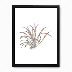 Stained Glass Sansevieria Carnea Mosaic Botanical Illustration on White n.0131 Art Print