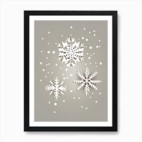 Snowfall, Snowflakes, Retro Minimal 2 Art Print