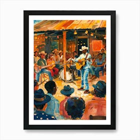 Storybook Illustration Live Music Scene Austin Texas  1 Art Print