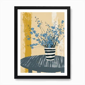 Forget Me Not Flowers On A Table   Contemporary Illustration 4 Art Print