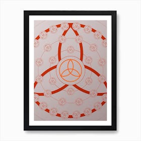 Geometric Abstract Glyph Circle Array in Tomato Red n.0250 Art Print