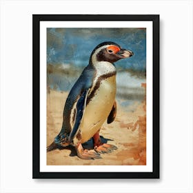 Galapagos Penguin Kangaroo Island Penneshaw Colour Block Painting 3 Art Print