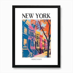 Prospect Heights New York Colourful Silkscreen Illustration 2 Poster Art Print