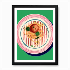 A Plate Of Calamari, Top View Food Illustration 3 Art Print