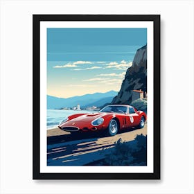 A Ferrari 250 Gto In Amalfi Coast, Italy, Car Illustration 4 Art Print