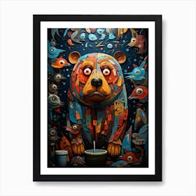 Bear With Fishes 2 Art Print