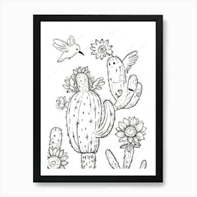 Cactus Coloring Page 1 Art Print