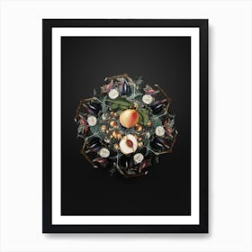 Vintage Peach Fruit Wreath on Wrought Iron Black n.1333 Art Print