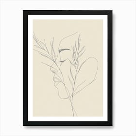 Line Drawing Of A Woman Art Print