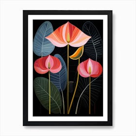 Flamingo Flower Anthurium 4 Hilma Af Klint Inspired Flower Illustration Art Print