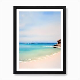 Cala Conta Beach, Ibiza, Spain Watercolour Art Print