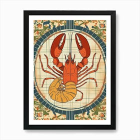 Lobster On A Plate Art Deco Inspired 4 Art Print