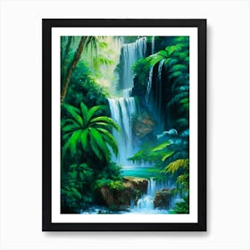 Waterfalls In A Jungle Waterscape Impressionism 3 Art Print