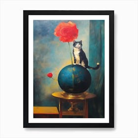 Ranunculus With A Cat 1 Dali Surrealism Style Art Print