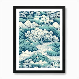 Big Sur, California, Inspired Travel Pattern 1 Art Print