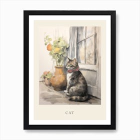 Beatrix Potter Inspired  Animal Watercolour Cat 4 Art Print